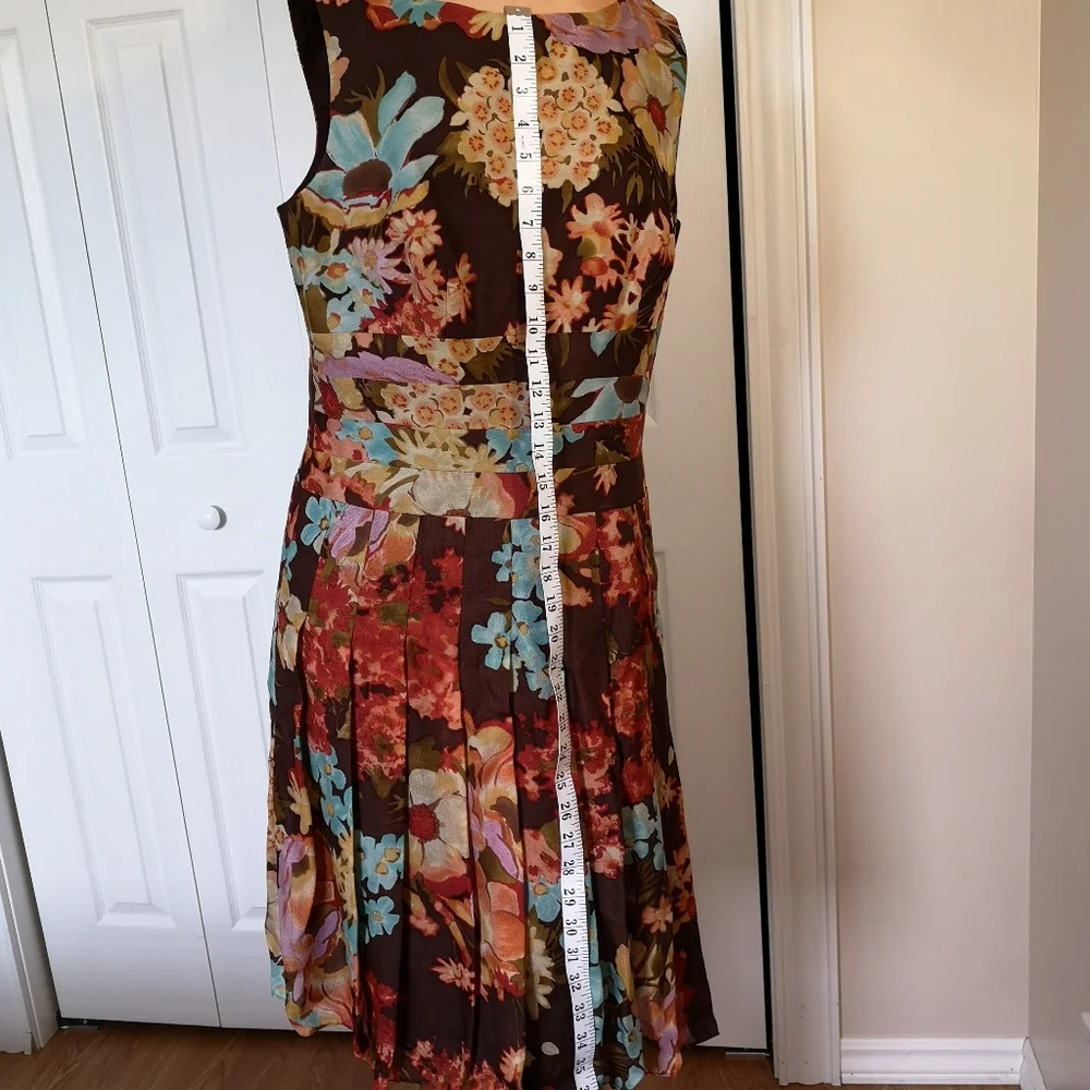 Kay Unger Women's Size 12 Floral Sleeveless Dress - Silk Wool Blend - Picture 5 of 9